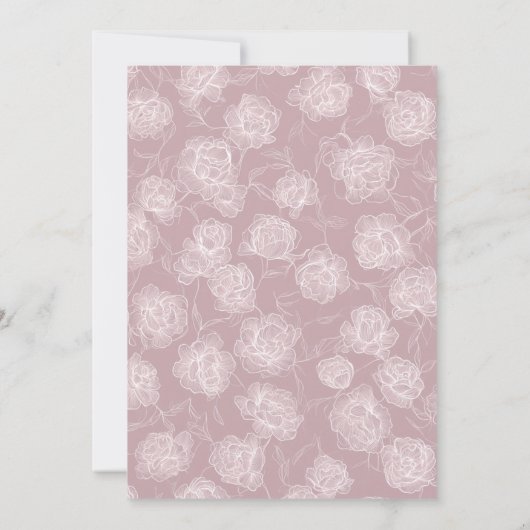 Romantic White Blush Pink Floral Wedding 招待状 (裏面)