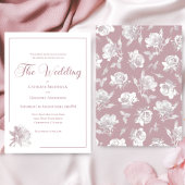 Romantic White Blush Pink Floral Wedding 招待状