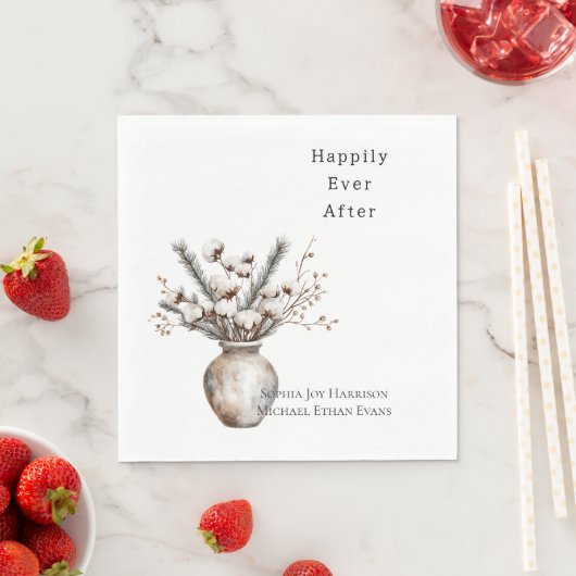 Romantic White Flowering Tree in Vase Wedding スタンダードランチョンナプキン (インサイチュ)