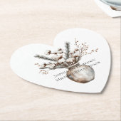 Romantic White Flowering Tree in Vase Wedding ペーパーコースター (アングル)