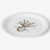 Romantic White Flowering Tree in Vase Wedding ペーパープレート (アングル)