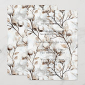 Romantic White Flowering Tree Wedding 招待状 (正面/裏面)