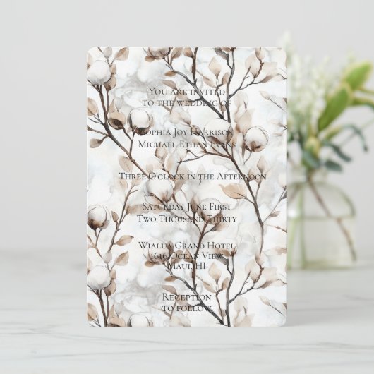 Romantic White Flowering Tree Wedding 招待状 (スタンド正面)