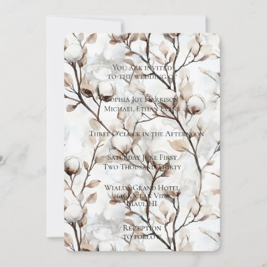 Romantic White Flowering Tree Wedding 招待状 (正面)