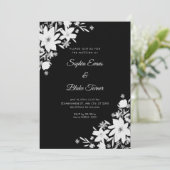 Romantic White Flowers Floral Black Wedding 招待状 (スタンド正面)