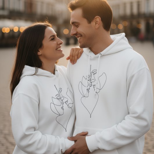 Romantic White Hoodie for Couples パーカ
