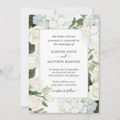 Romantic White Hydrangea Rose Elegant Wedding 招待状 (正面)