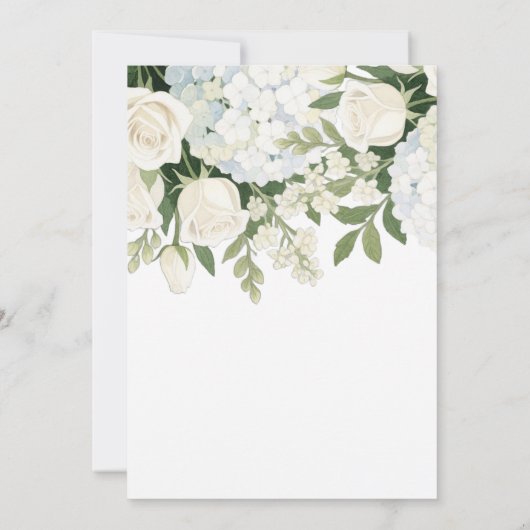 Romantic White Hydrangea Rose Elegant Wedding 招待状 (裏面)