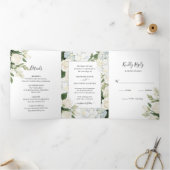 Romantic White Hydrangea Rose Elegant Wedding   Tr 三つ折り招待状 (内部)