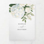 Romantic White Hydrangea Rose Elegant Wedding   Tr 三つ折り招待状 (カバー)