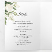 Romantic White Hydrangea Rose Elegant Wedding   Tr 三つ折り招待状 (内部最初)