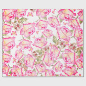 Romantic white pink yellow summer rose floral ラッピングペーパー (フラット)