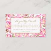 Romantic white pink yellow summer rose floral ロイヤリティカード (正面)