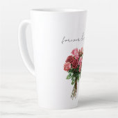 Romantic White Red Pink Roses Floral Wedding カフェラテマグ (左アングル)