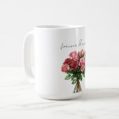 Romantic White Red Pink Roses Floral Wedding コーヒーマグカップ (正面左)