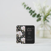 Romantic White Rose on Black's Website結婚 RSVP スクエア名刺 (スタンド正面)
