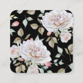 Romantic White Rose on Black's Website結婚 RSVP スクエア名刺 (裏面)
