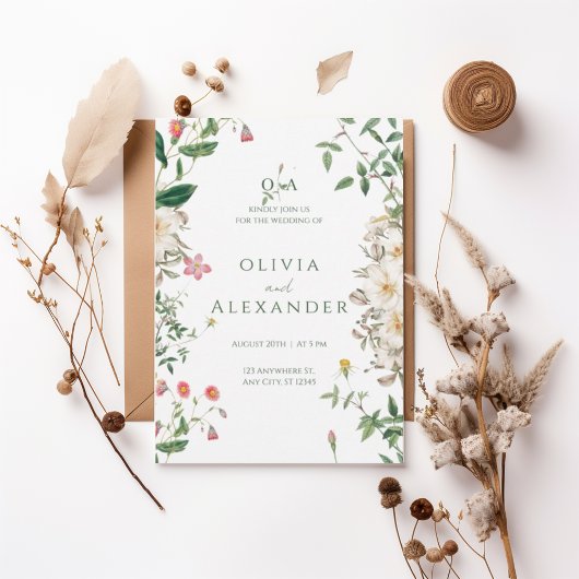 Romantic Wildflower Botanical Wedding Invitation 招待状