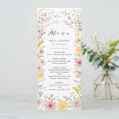 Romantic Wildflower Meadow Wedding Menu Card 招待状 (スタンド正面)
