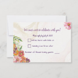 Romantic Wildflower Spring Wedding Response Cards 出欠カード