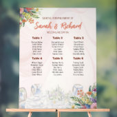 Romantic Wildflower Wedding Seating Chart アクリルサイン (ニュートラル)
