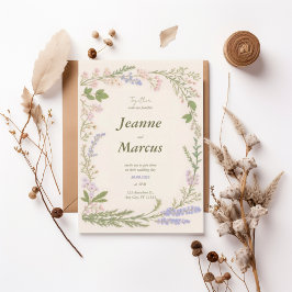 Romantic Wildflower Wreath Wedding Invitation 招待状
