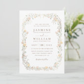 Romantic Wildflowers Garden Rustic QR Code Wedding 招待状 (スタンド正面)