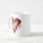 Romantic Wine Red Heart Angel Bow & Arrow Love コーヒーマグカップ (正面左)