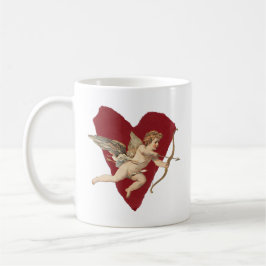 Romantic Wine Red Heart Angel Bow & Arrow Love コーヒーマグカップ