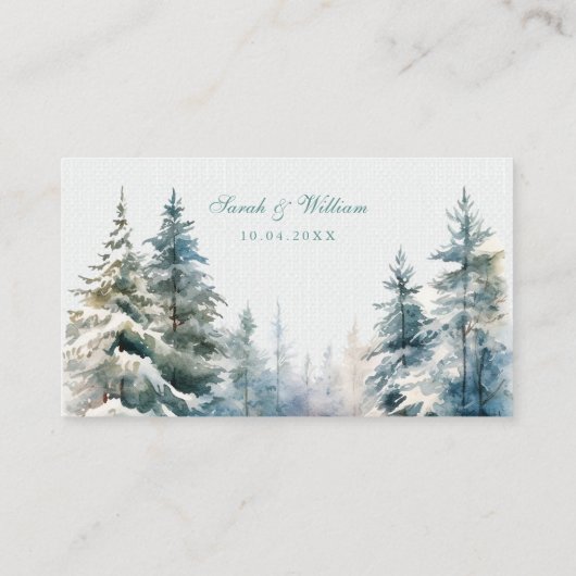 Romantic winter forest Wedding Place Card プレイスカード (裏面)