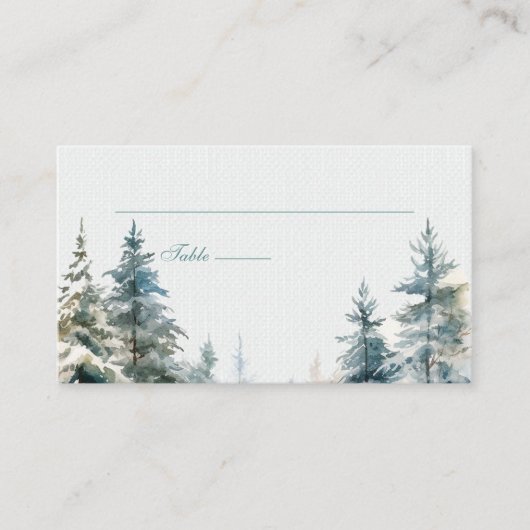 Romantic winter forest Wedding Place Card プレイスカード (正面)