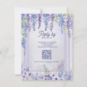 Romantic Wisteria Floral Arch QR Code Wedding 出欠カード (裏面)