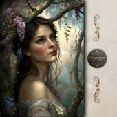 Romantic Wisteria Woman Portrait Decoupage 薄葉紙