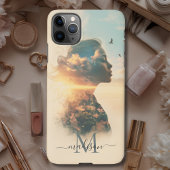 Romantic Woman Nature Sunset Monogram iPhoneケース