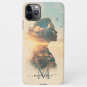 Romantic Woman Nature Sunset Monogram iPhoneケース (裏面)