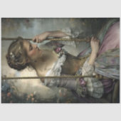 Romantic Woman on Swing Floral Decoupage 薄葉紙 (正面)