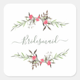 Romantic Wreath in Multicolored Tones Bridesmaids スクエアシール