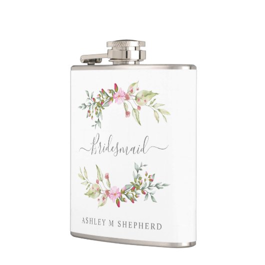 Romantic Wreath in Pink for Bridesmaids フラスク (左)