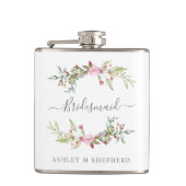 Romantic Wreath in Pink for Bridesmaids フラスク (正面)