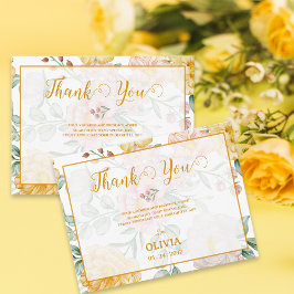 Romantic Yellow Floral Bridal Shower Thank You ポストカード
