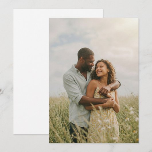 Romantic Yellow Floral Photo 招待状 (正面/裏面)