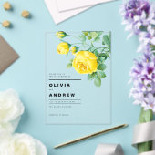 Romantic Yellow Roses Botanical Wedding アクリル招待状 (インサイチュ (ウェディング))