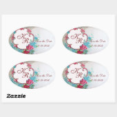 ROMANTICA MONOGRAM,日付を保存,白ハート 楕円形シール (シート)