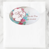 ROMANTICA MONOGRAM,日付を保存,白ハート 楕円形シール (バッグ)