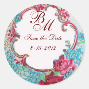 ROMANTICA MONOGRAM,日付を保存,白 ラウンドシール
