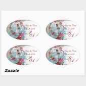 ROMANTICA MONOGRAM,日付を保存,白 楕円形シール (シート)