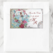 ROMANTICA MONOGRAM,日付を保存,白 長方形シール (バッグ)