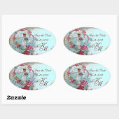 ROMANTICA MONOGRAM,日付を保存,青 楕円形シール (シート)