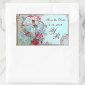 ROMANTICA MONOGRAM,日付を保存,青 長方形シール (バッグ)