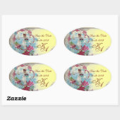 ROMANTICA MONOGRAM，日付を保存，黄色 楕円形シール (シート)